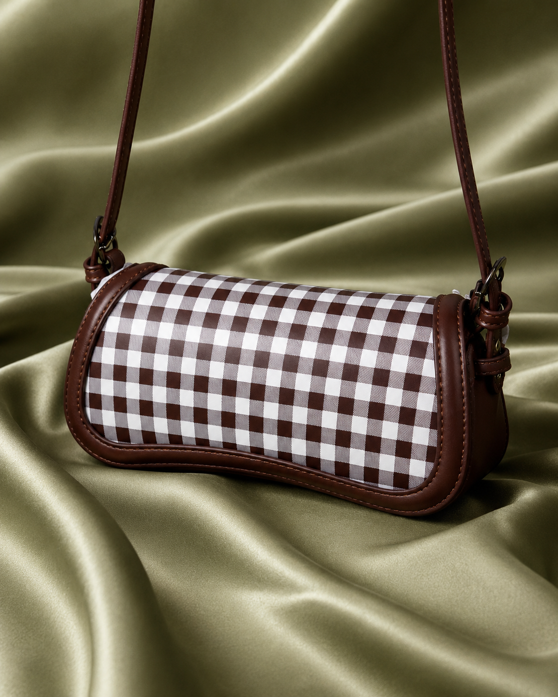 Steve Madden “Mocha Check”Shoulder Bag”